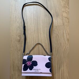 Kate Spade Pink and Black Floral Crossbody Bag